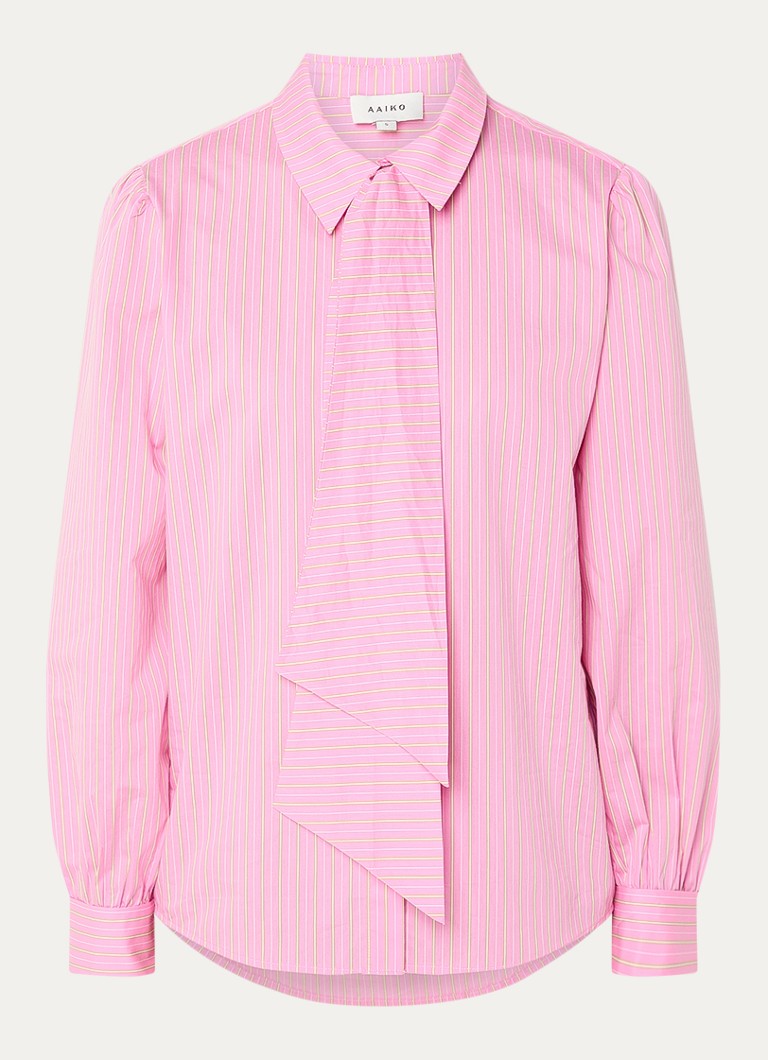 Aaiko Dames Fenne blouse met sjaalkraag en streepprint in de kleur Roze