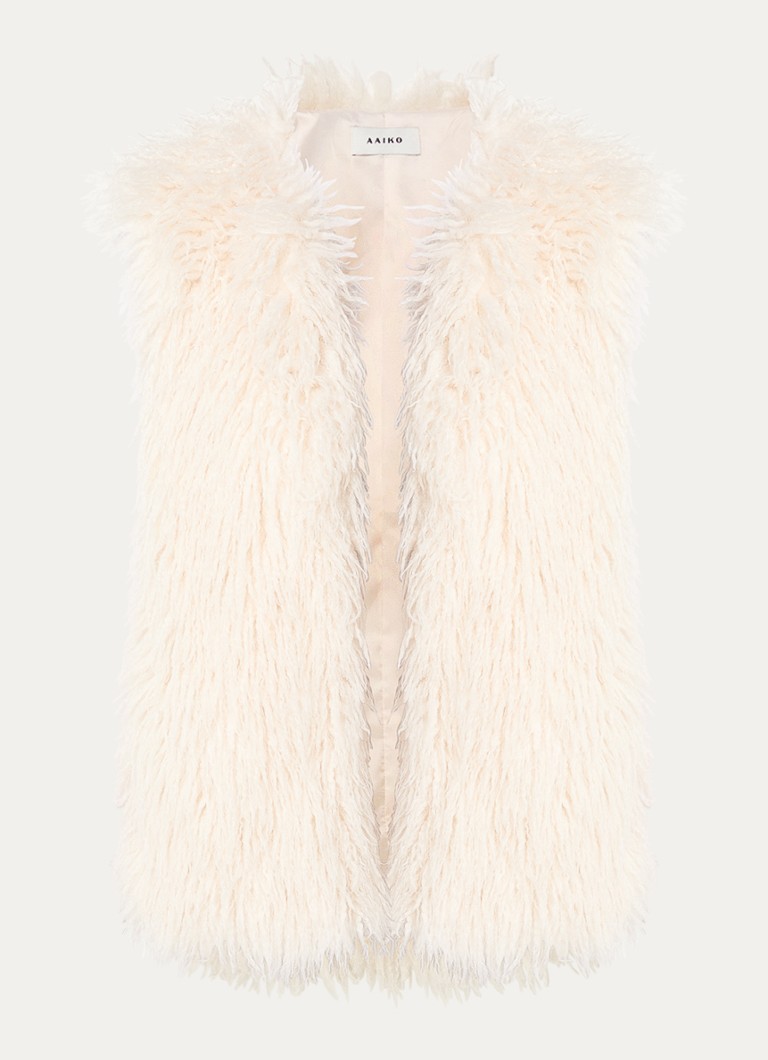 Aaiko Dames Billie openvallend vest van imitatiebont in de kleur Gebroken wit