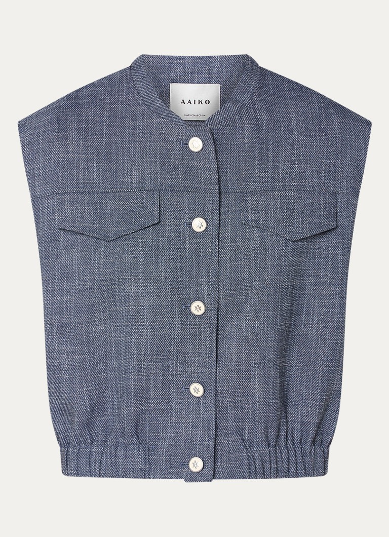Aaiko Dames Olivia gilet van denim met klepzakken in de kleur Indigo