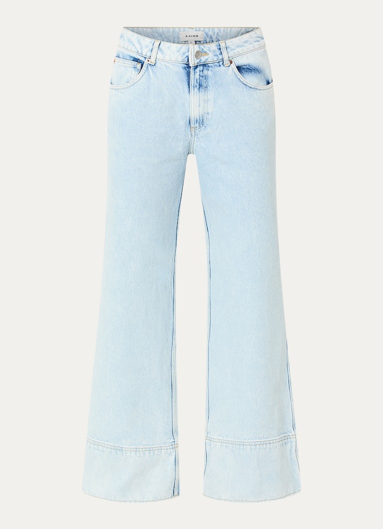 Aaiko Dames Gaby high waist wide leg jeans met lichte wassing in de kleur Indigo