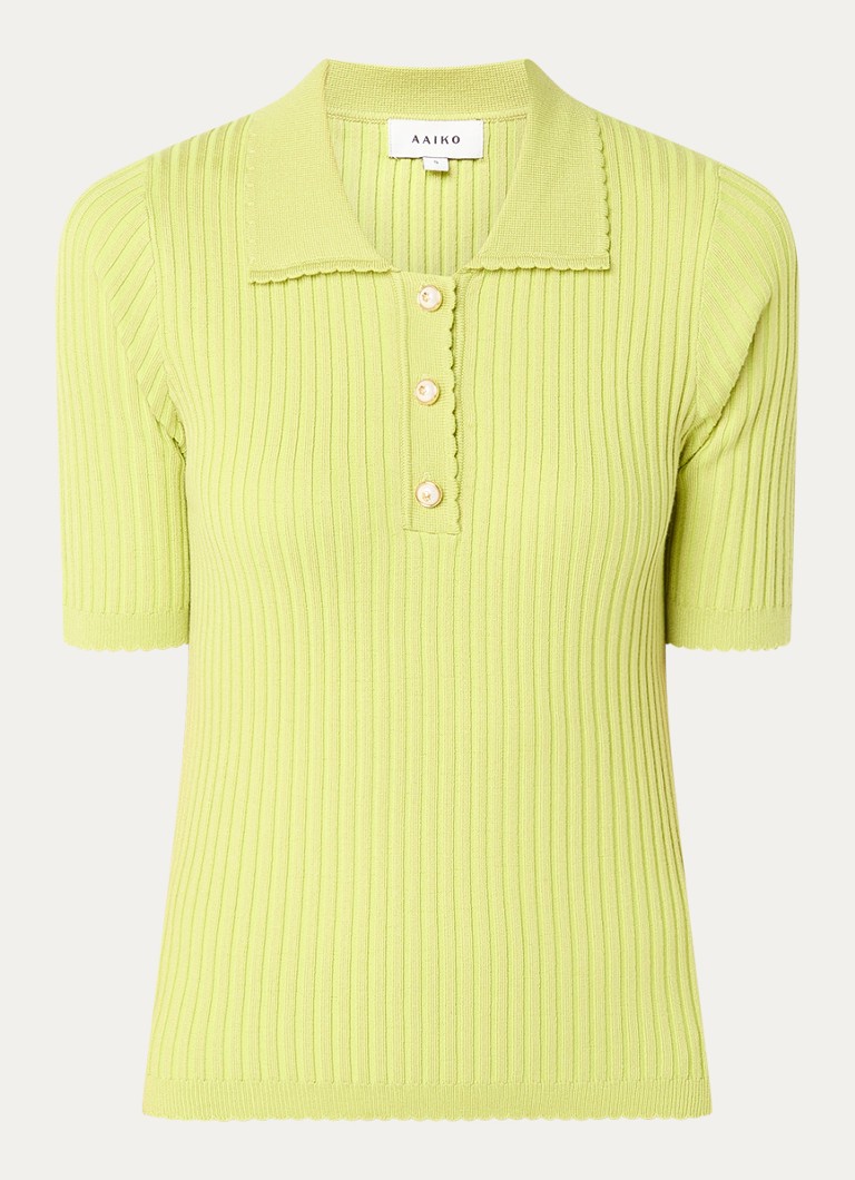 Aaiko Dames Julia ribgebreide top in de kleur Lime