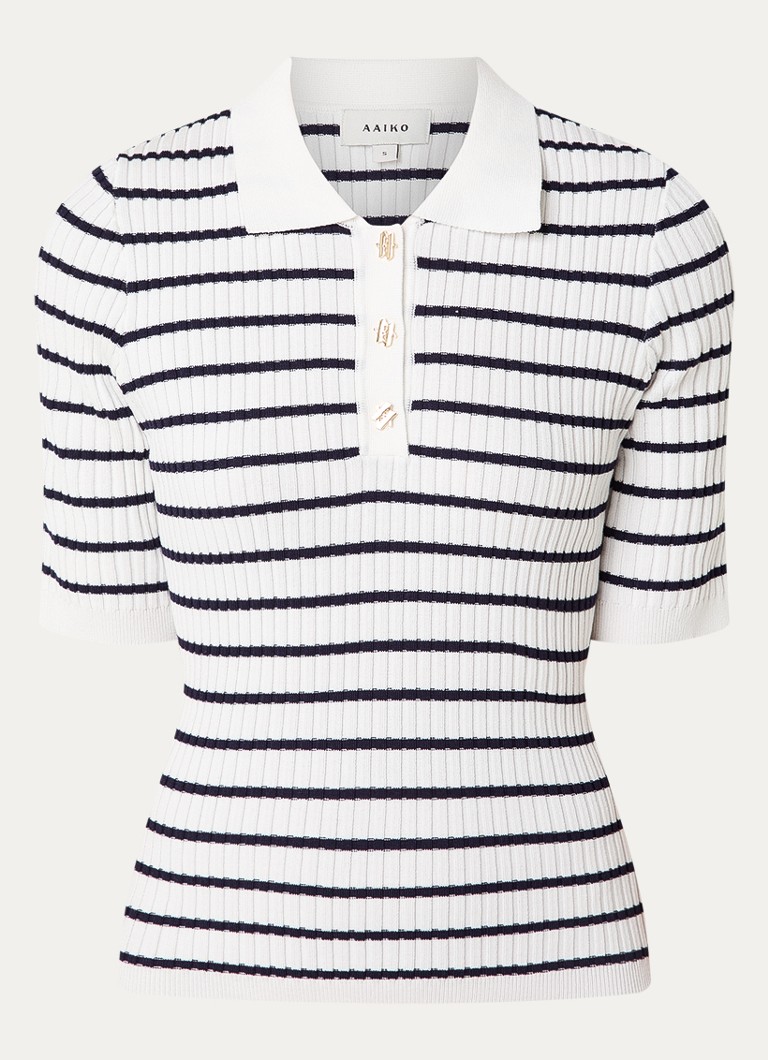 Aaiko Dames Julia fijngebreide top met streepprint in de kleur Wit