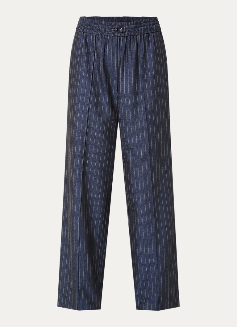 Aaiko Dames Esila high waist loose fit pantalon met streepprint in de kleur Donkerblauw