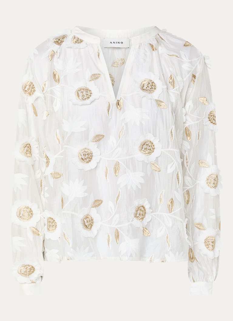 Aaiko Dames Alanza blouse met borduring in de kleur Wit