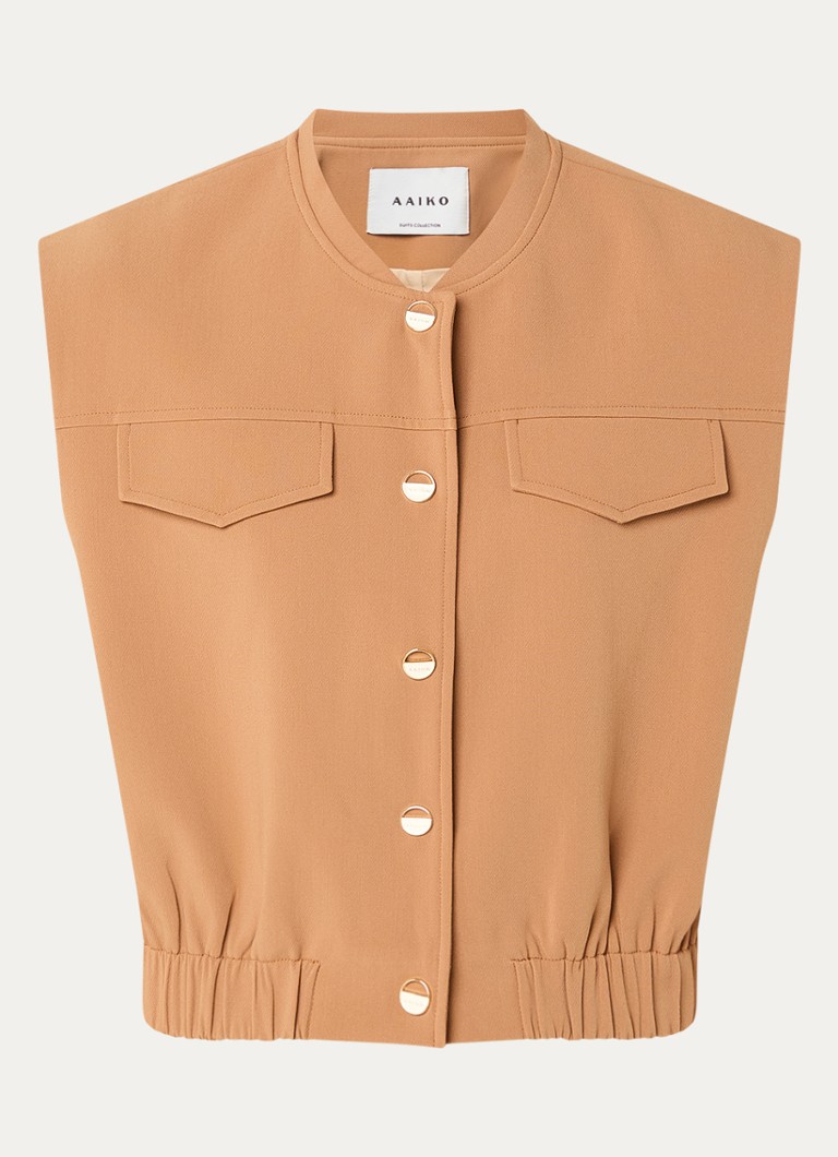 Aaiko Dames Olivia gilet met opstaande kraag in de kleur Camel