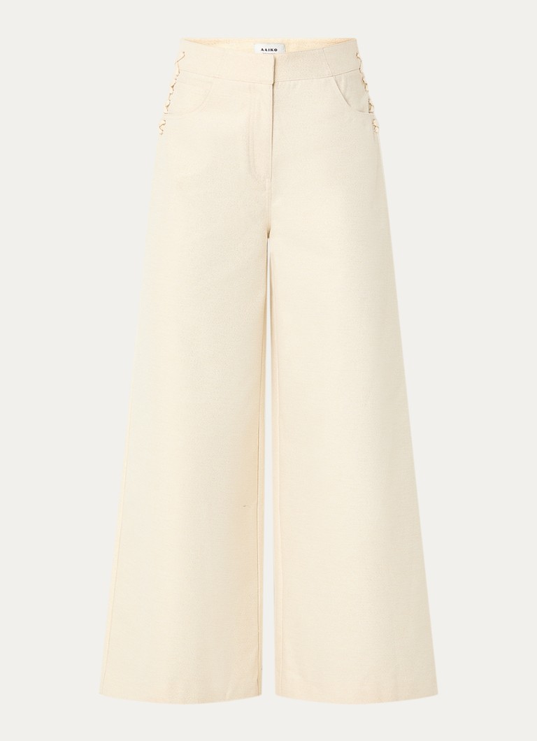 Aaiko Dames Nore high waist wide fit broek met lurex in de kleur Gebroken wit