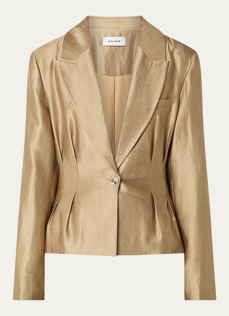Aaiko Dames Jasmin getailleerde blazer met metallic finish in de kleur Goud