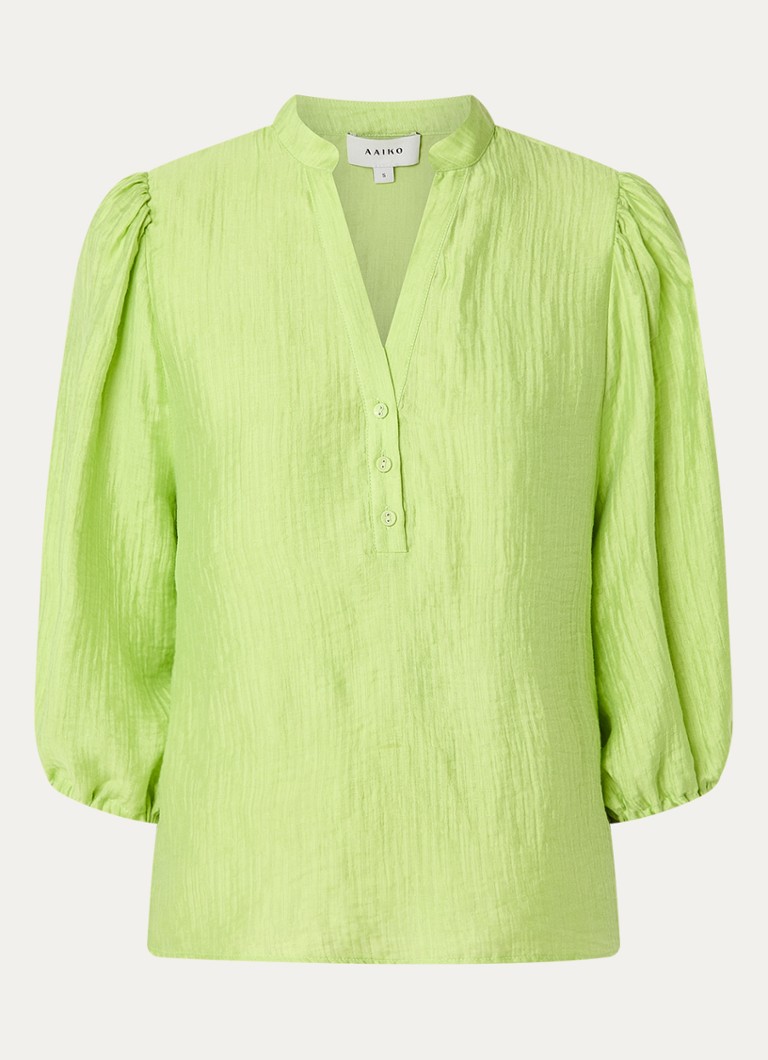 Aaiko Dames Dahla tuniek met V-hals en ballonmouw in de kleur Lime