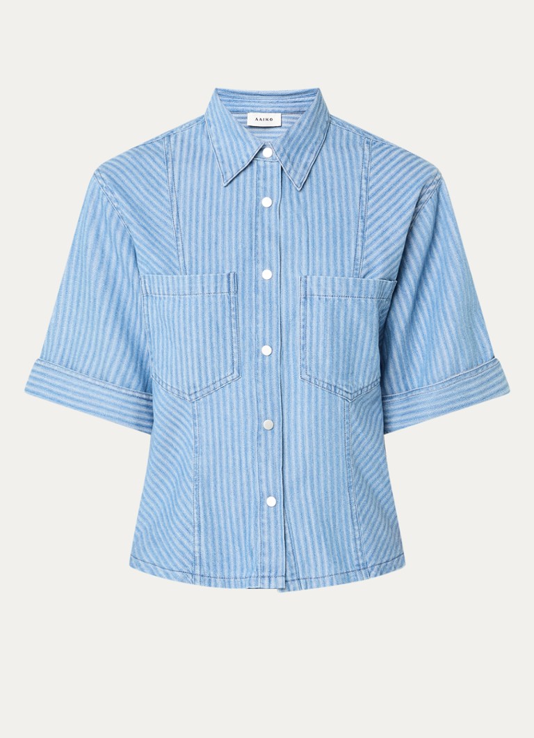 Aaiko Dames Serene blouse van denim met borstzakken in de kleur Indigo