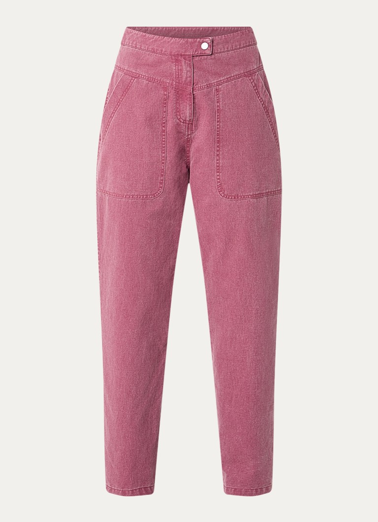 Aaiko Dames Alexa high waist loose fit jeans met gekleurde wassing in de kleur Roze