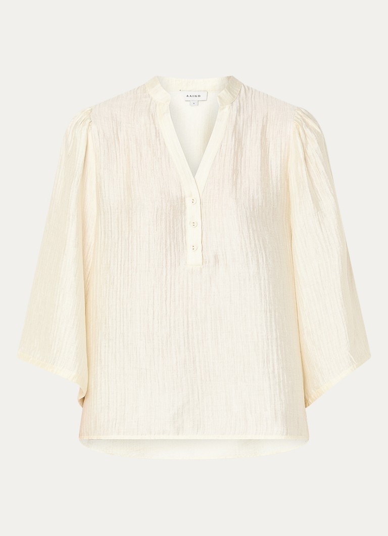 Aaiko Dames Dahla tuniek met V-hals en ballonmouw in de kleur Taupe