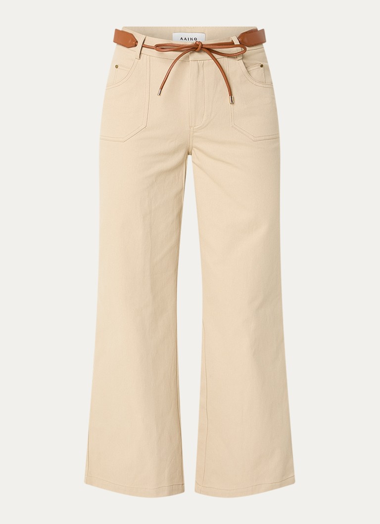 Aaiko Dames Jael high waist flared fit broek met steekzakken in de kleur Beige