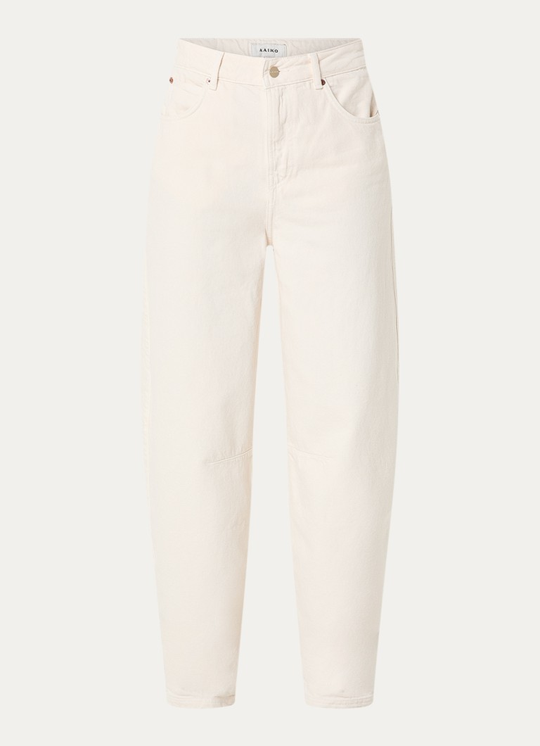 Aaiko Dames Sacha high waist tapered jeans met gekleurde wassing in de kleur Creme