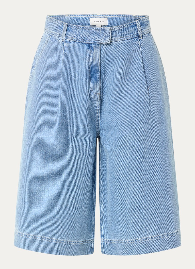 Aaiko Dames Inaya high waist wide fit korte broek van denim in de kleur Indigo