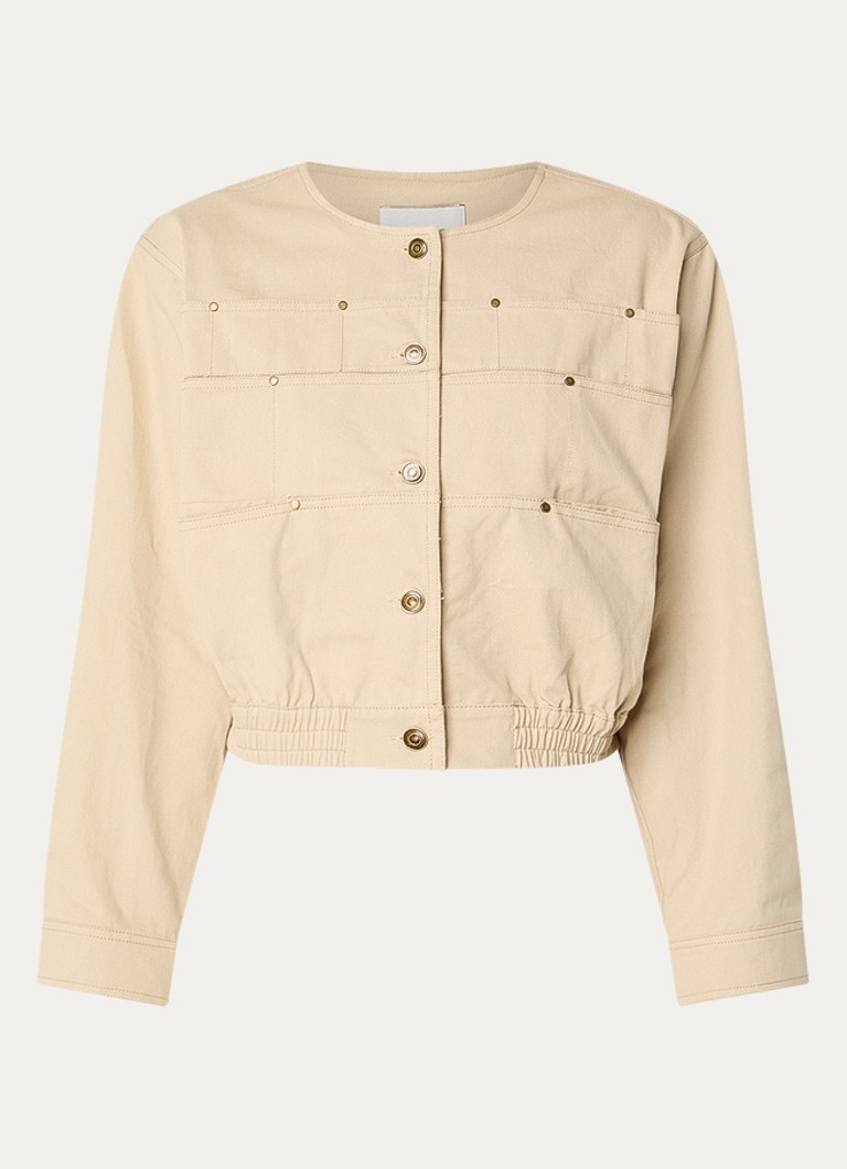 Aaiko Dames Fallon cropped jack met opgestikte zakken in de kleur Beige