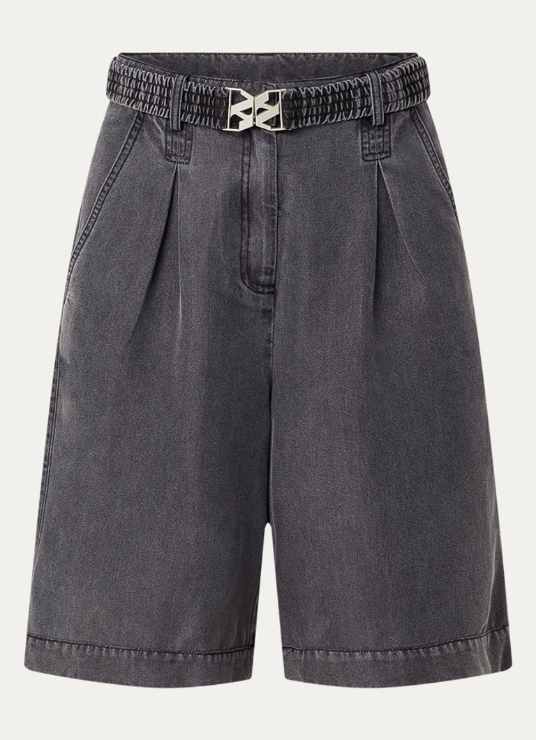 Aaiko Dames Eline high waist wide fit korte broek met steekzakken in de kleur Zwart