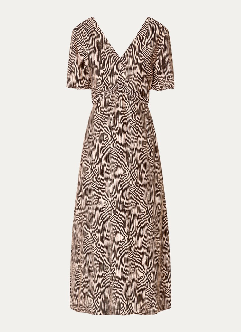 Aaiko Dames Geis maxi tuniekjurk met zebraprint in de kleur Bruin