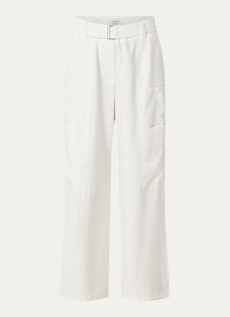 Aaiko Dames River high waist wide fit pantalon met ceintuur in de kleur Wit