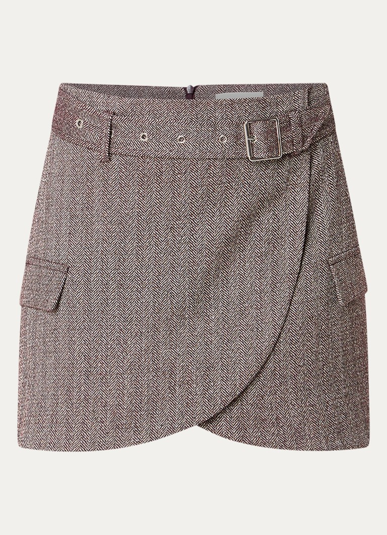 Aaiko Dames Arlen mini rok met visgraat dessin in de kleur Bordeauxrood