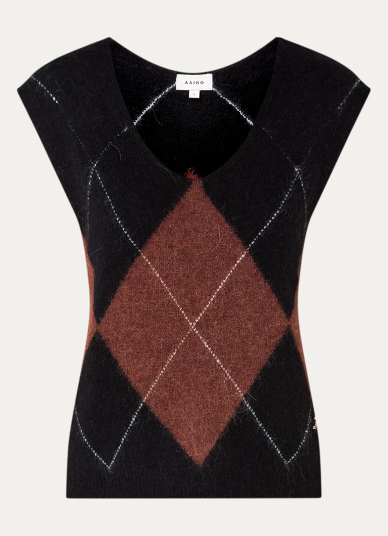 Aaiko Dames Emmy grofgebreide spencer in wolblend met ronde hals in de kleur Cognac