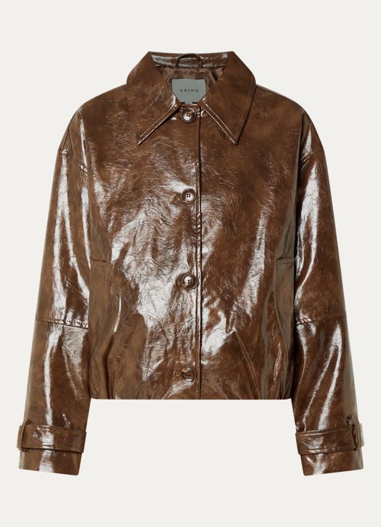 Aaiko Dames Carice jack van imitatieleer in de kleur Bruin