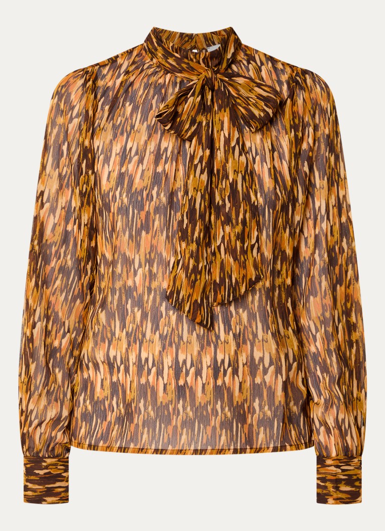 Aaiko Dames Bowi tuniek met sjaalkraag in de kleur Bruin