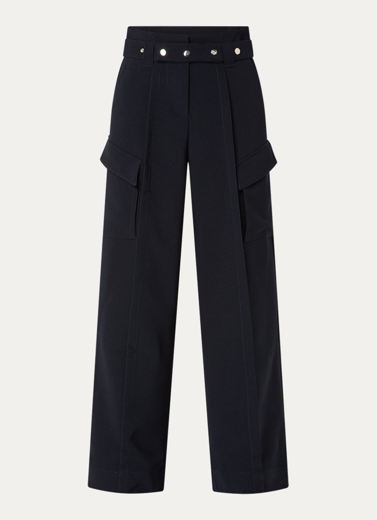 Aaiko Dames Elvar high waist wide fit pantalon met steekzakken in de kleur Donkerblauw