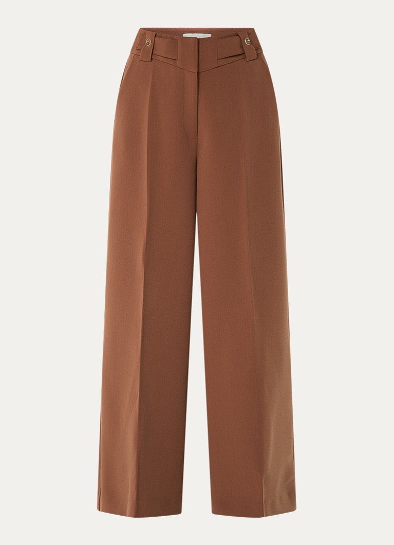 Aaiko Dames Nore high waist wide fit pantalon met steekzakken in de kleur Roodbruin