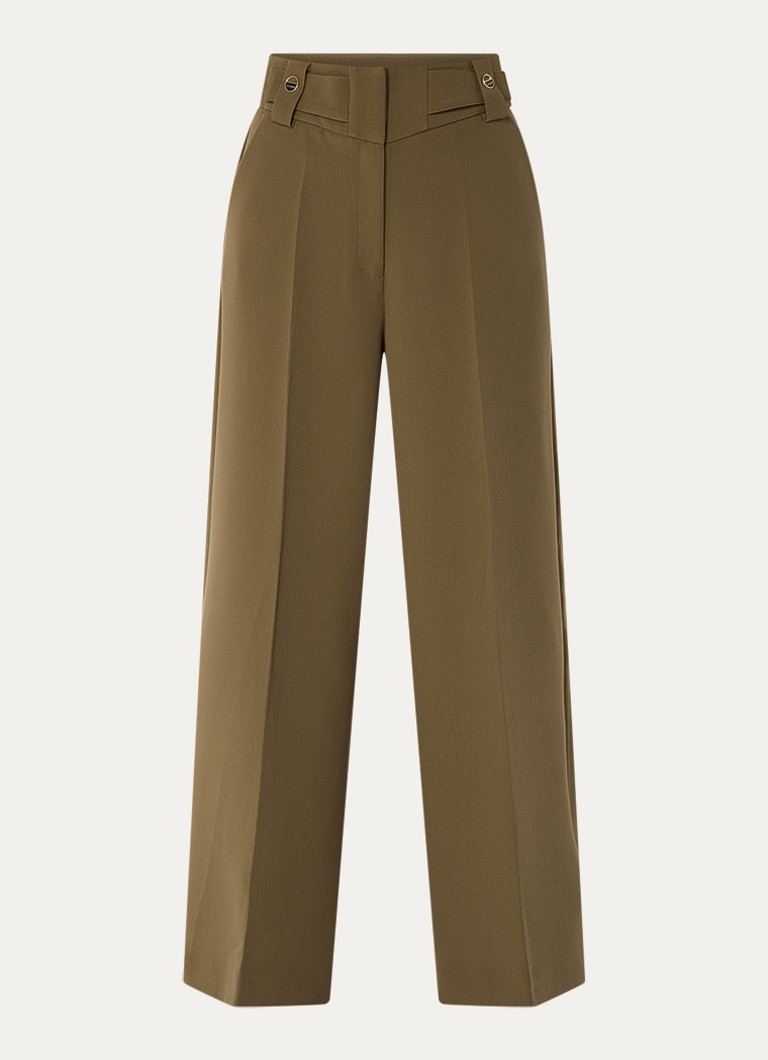Aaiko Dames Nore high waist wide fit pantalon met steekzakken in de kleur Olijfgroen