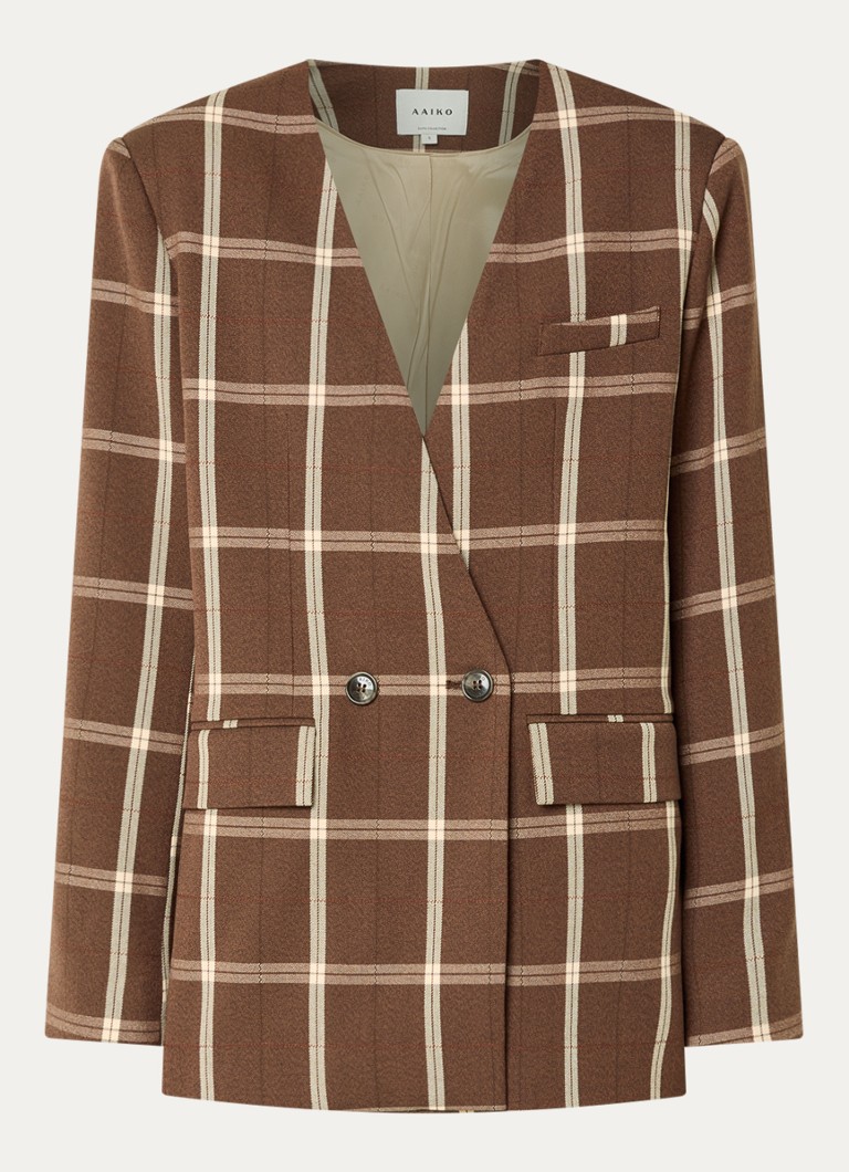 Aaiko Dames Luray blazer met ruitdessin in de kleur Bruin