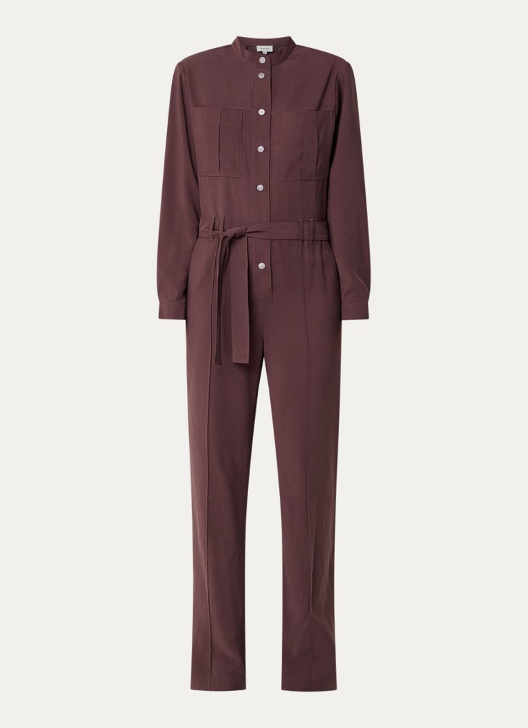 Aaiko Dames Lise straight fit jumpsuit met strikceintuur in de kleur Taupe