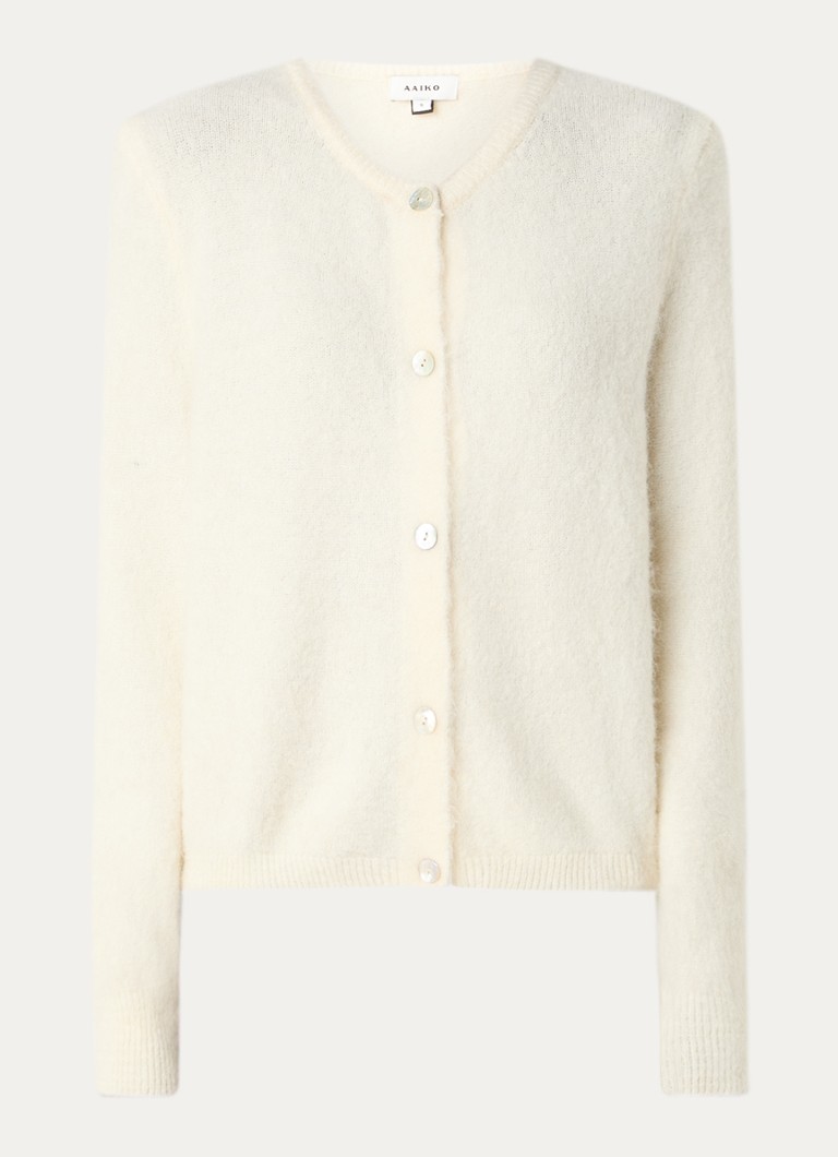 Aaiko Dames Lorys fijngebreid vest in alpaca wolblend in de kleur Creme