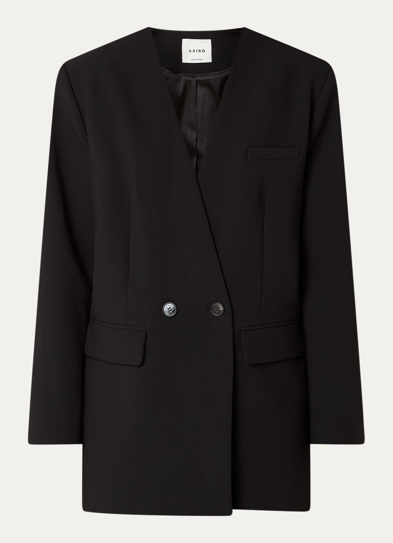 Aaiko Dames Luray oversized double-breasted blazer met ruitdessin en klepzakken in de kleur Zwart
