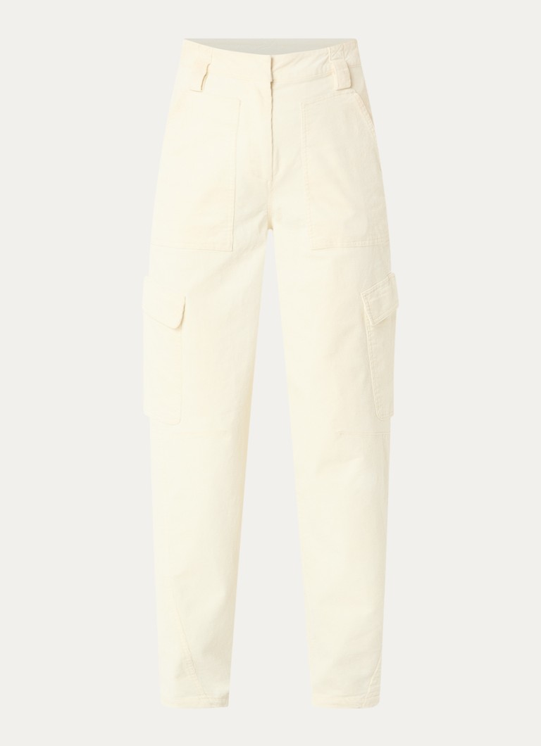 Aaiko Dames Joshua high waist loose fit broek van corduroy in de kleur Creme