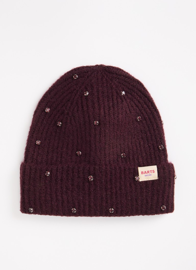 Barts Meisjes Alenya ribgebreide muts met strass in de kleur Aubergine, maat: 53-55