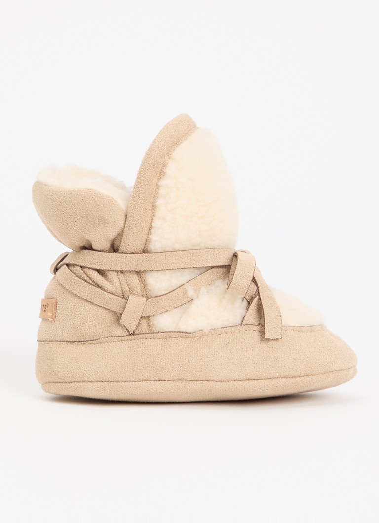 Barts Meisjes Katjuk babyslofjes van teddy met details van imitatiesuède in de kleur Camel, maat: S=1