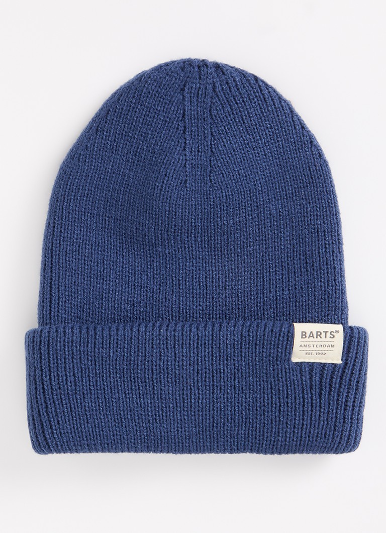 Barts Meisjes Kinabalu ribgebreide muts met logo in de kleur Jeans, maat: 50-53