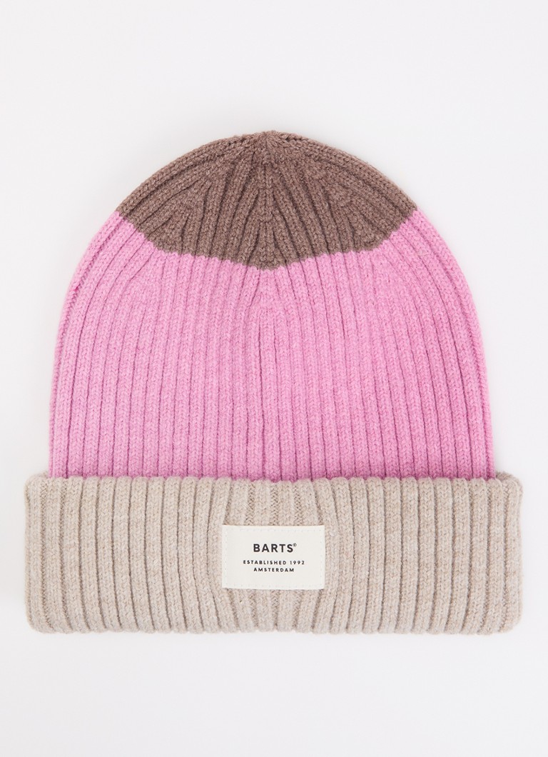 Barts Meisjes Rylan ribgebreide muts met logo in de kleur Beige, maat: 50-53