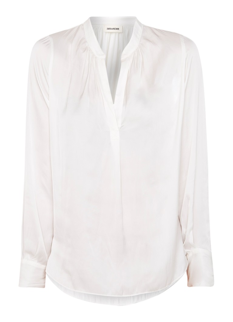 Zadig&Voltaire Dames Tink blouse van satijn met V-hals in de kleur Wit