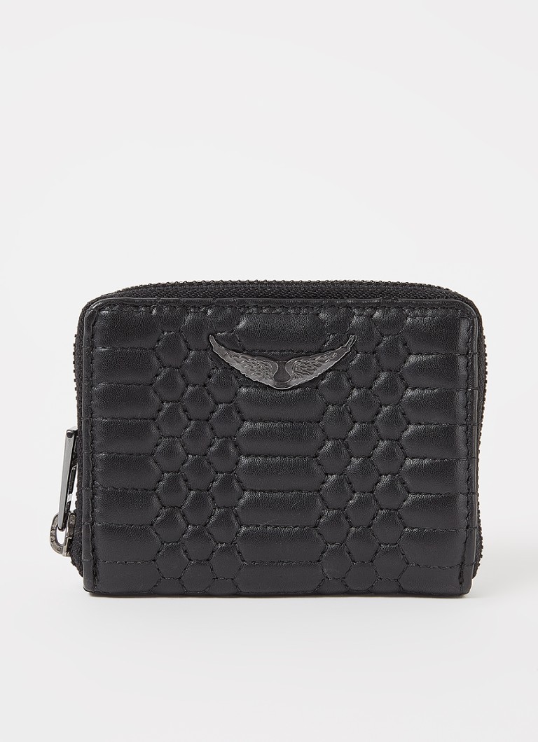 Zadig&Voltaire Dames Mini Mat portemonnee van quilted lamsleer in de kleur Zwart
