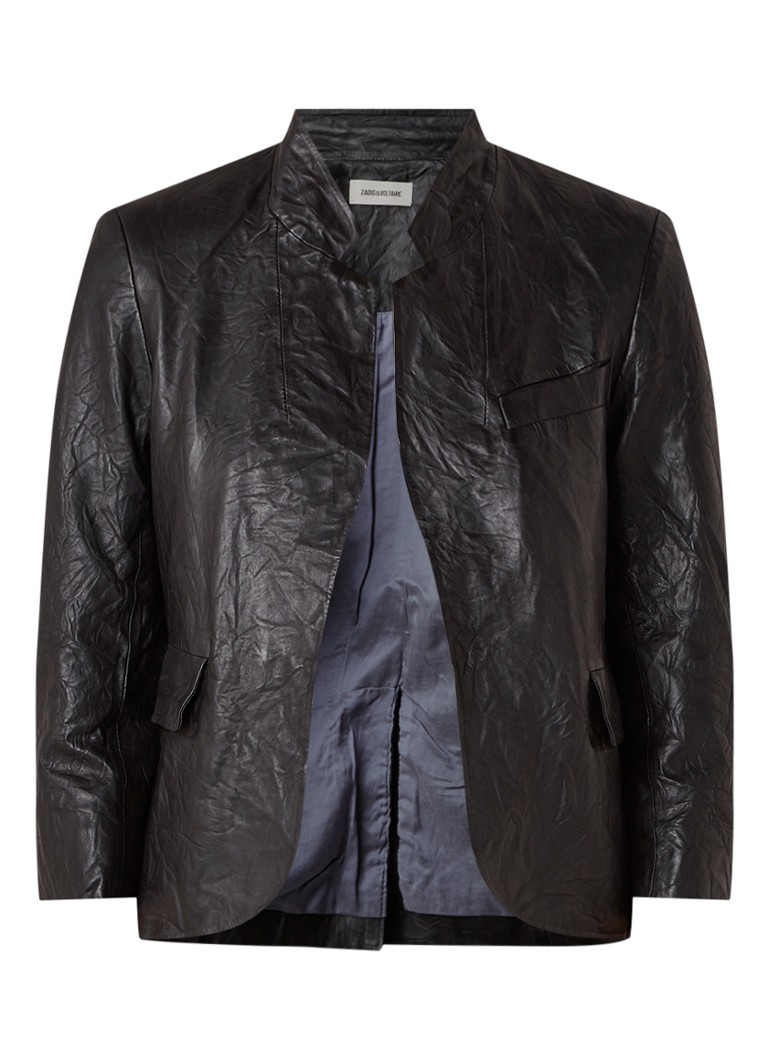 Zadig&Voltaire Dames Verys blazer van lamsleer met kreukeffect in de kleur Zwart
