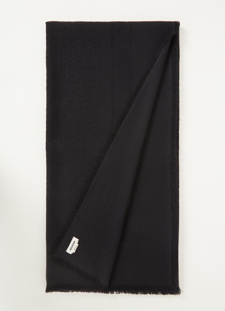 Zadig&Voltaire Dames Glenn sjaal in wolblend 135 x 135 cm in de kleur Zwart