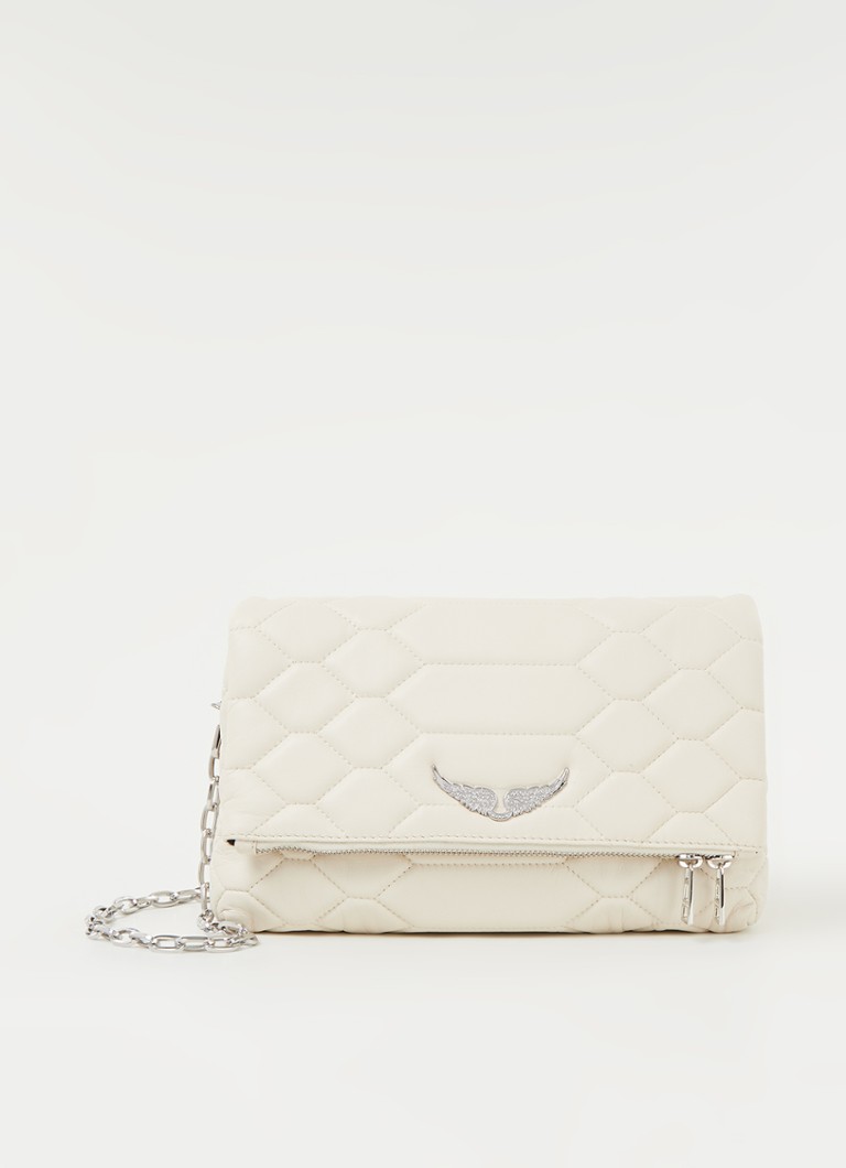 Zadig&Voltaire Dames Rocky XL schoudertas van lamsleer in de kleur Gebroken wit
