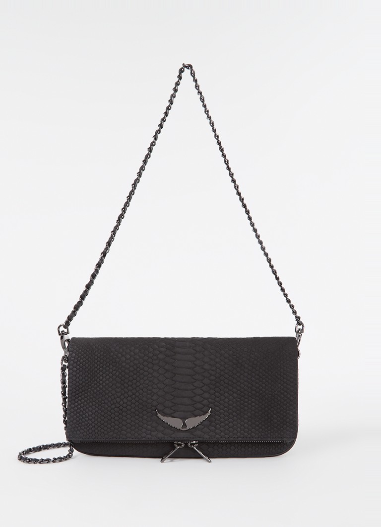 Zadig&Voltaire Dames Soft Savage Rock clutch van kalfsleer in de kleur Zwart