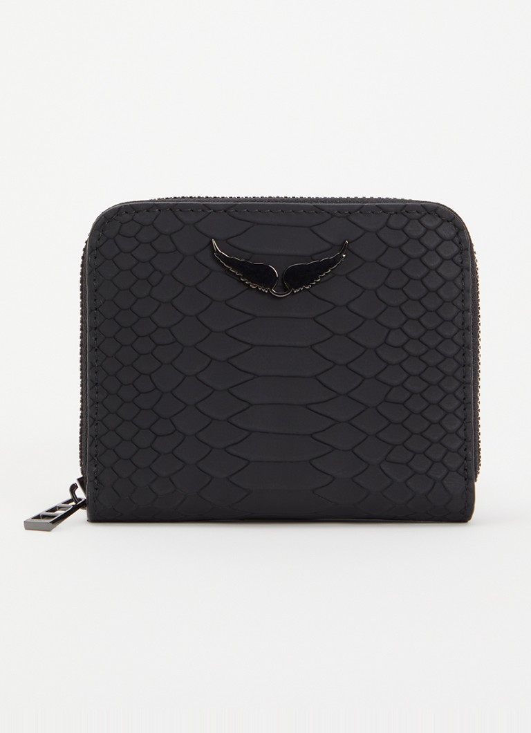 Zadig&Voltaire Dames Mini ZV portemonnee van leer met crocostructuur in de kleur Zwart