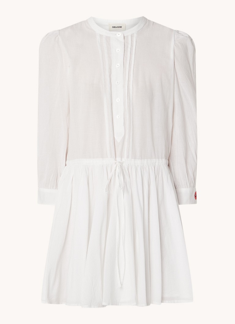 Zadig&Voltaire Dames Ranil mini blousejurk met backprint in de kleur Wit
