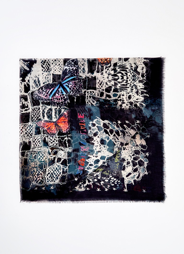Zadig&Voltaire Dames Kerry sjaal met print 134 x 134 cm in de kleur Donkerblauw