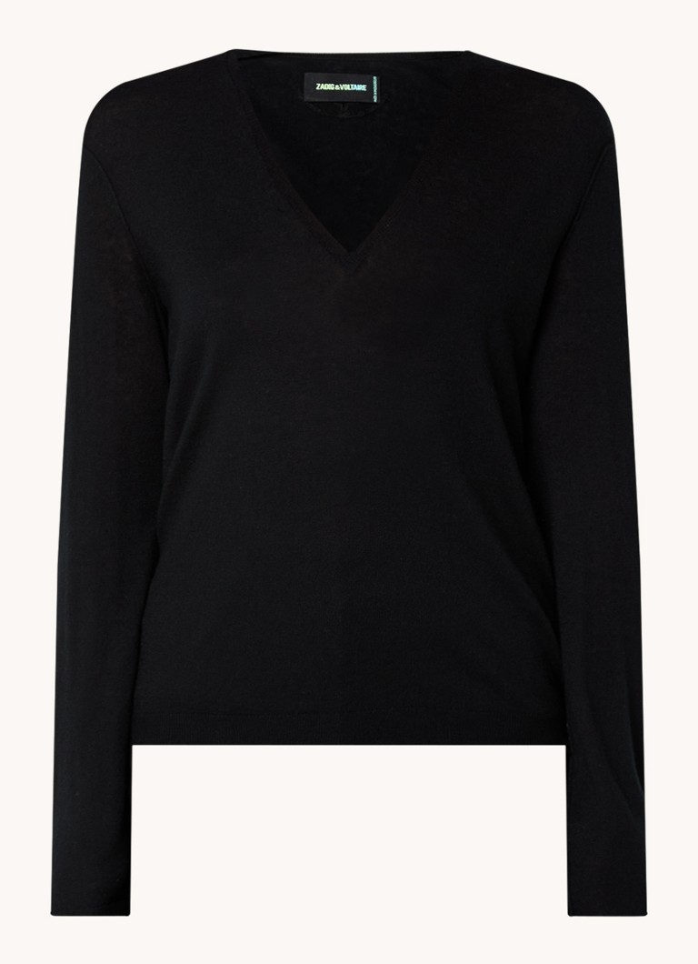 Zadig&Voltaire Dames Rivy fijngebreide pullover van kasjmier in de kleur Zwart