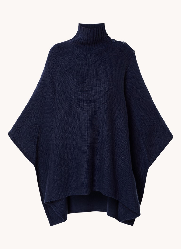 Zadig&Voltaire Dames Fijngebreide poncho van kasjmier met col in de kleur Indigo