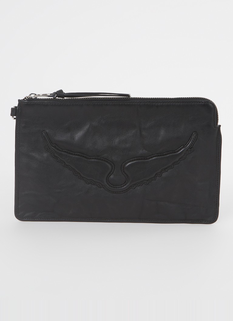 Zadig&Voltaire Dames Angel clutch van kalfsleer in de kleur Zwart